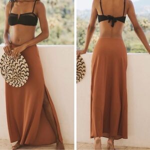 Anthropologie Rust Maxi Skirt with Side Slit